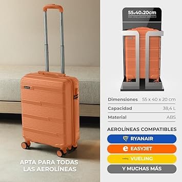 NUMADA - Maleta de Viaje Cabina 55x40x20cm (38,4L) Upfly T10 XS Apta para Ryanair con Cierre de Combinación y 4 Ruedas_2 Maleta de Viaje Cabina 55x40x20cm (38,4L) Upfly T10 XS Apta para Ryanair